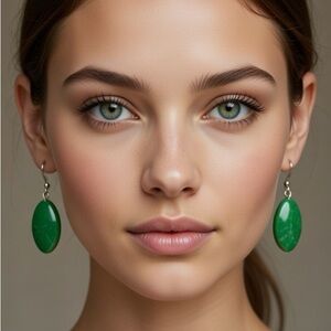 Handcrafted Kelly green stone earrings